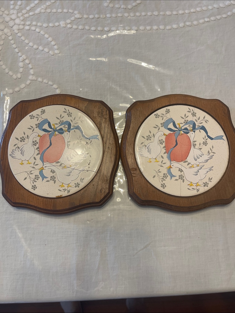 Vintage  marmalade  goose farmhouse  Ceramic Tile Coasters with Wood Frames